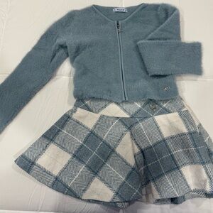 Mayoral Soft Blue Fuzzy Cardigan